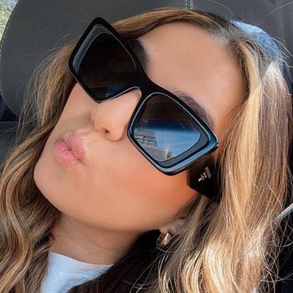 NEW Prada PR08YS 1AB5S0 Black Dark Gray Cat Eye Unisex Sunglasses - Picture 1 of 14